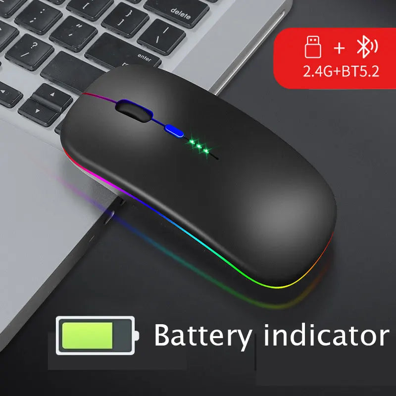 Bluetooth 5.0 Wireless With USB Rechargeable RGB Mouse BT5.2 For Laptop Computer PC Macbook Gaming Mouse 2.4GHz 1600DPI