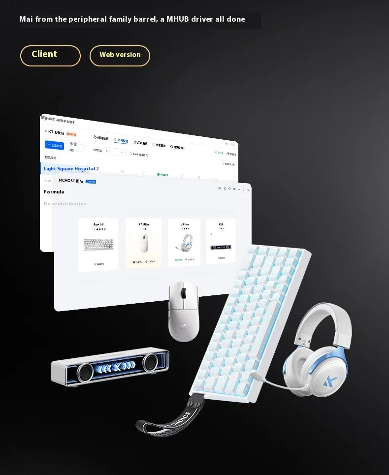 New MCHOSE K7 Ultra Wireless Mouse Tri-Mode 2.4G Dual-8K PAW3950 42000DPI 750IPS 59g Lightweight E-Sports Gamer PC Gaming Mouse