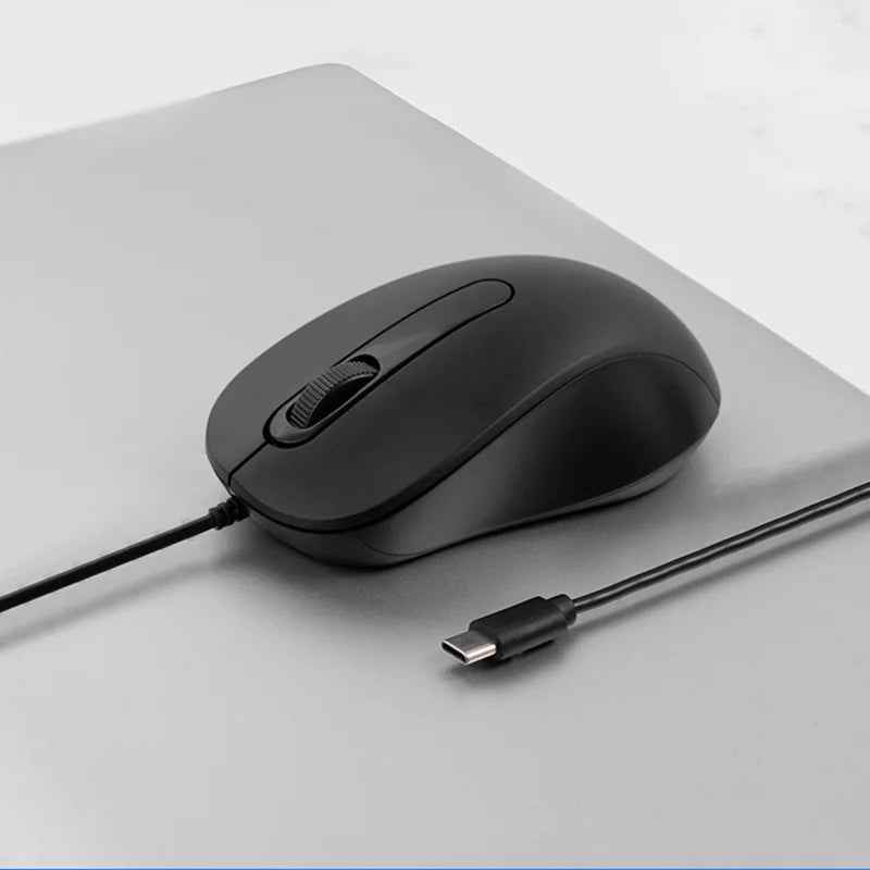 Xiaomi Type-c Wired Mouse Silent Portable Tablet Notebook Office Optical Mouse Ergonomic Design For PC Android IOS