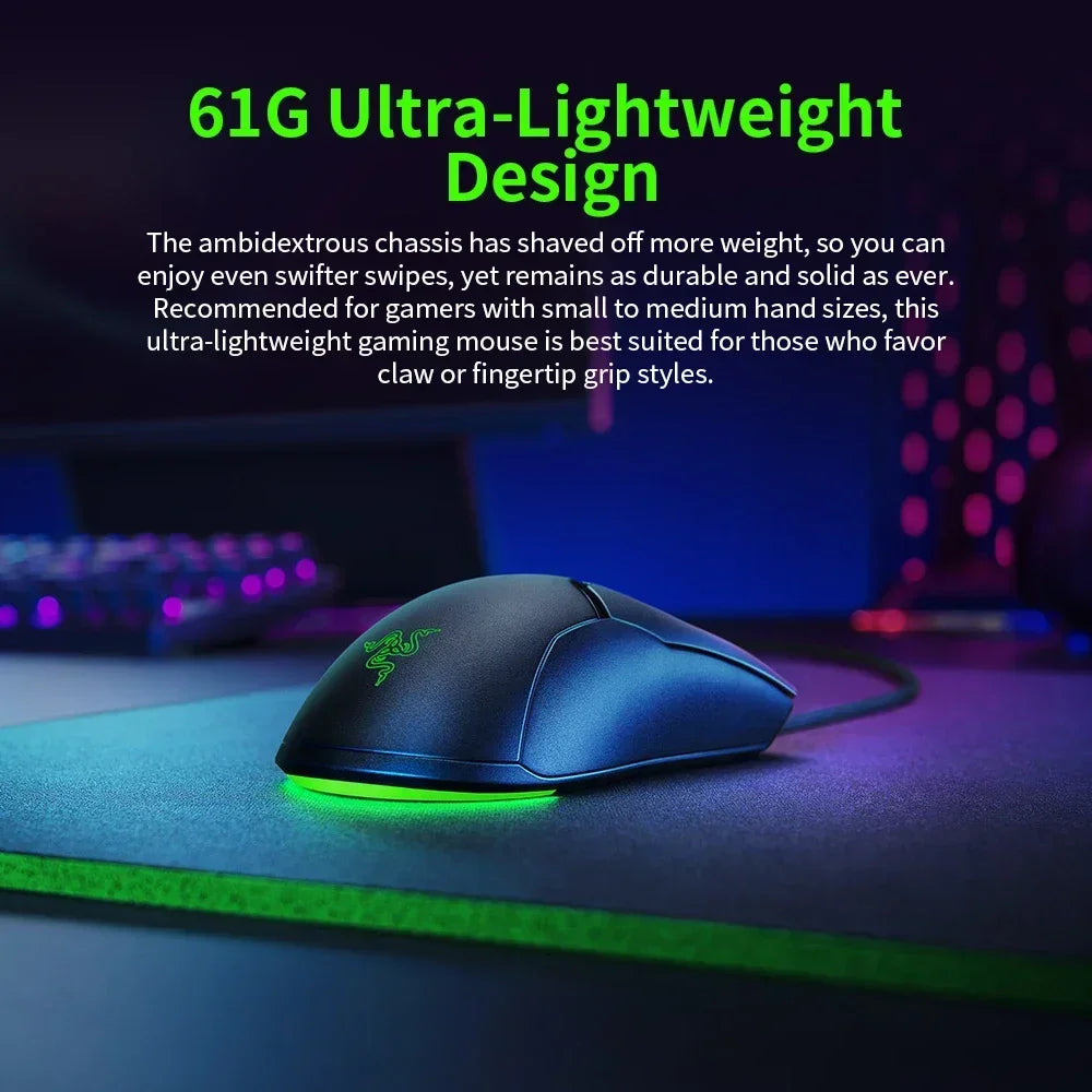 RAZER Venomous Mini Cable Gaming Competitive Mouse Special Edition 8500DPI Optical Sensor Light Cable Computer Periphera