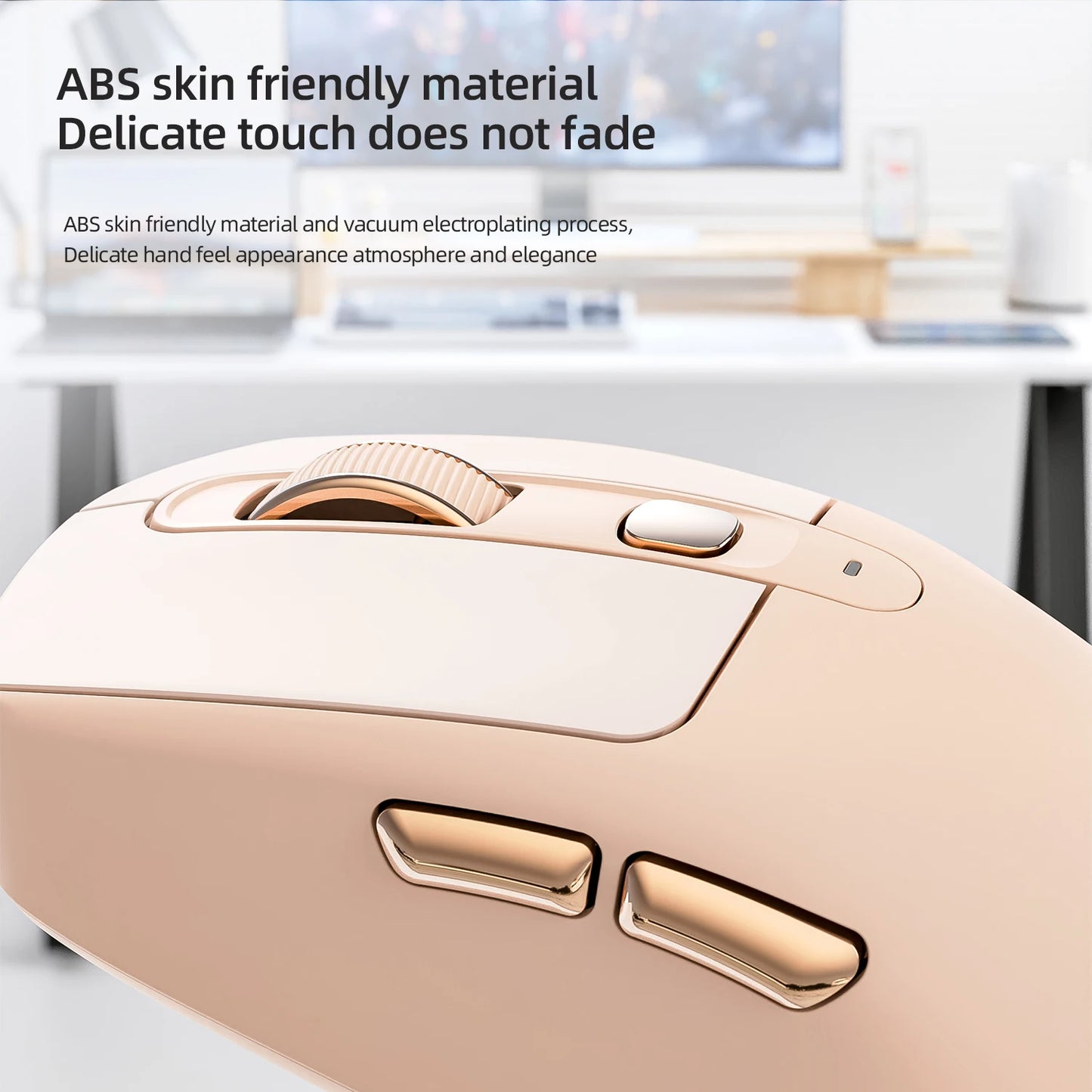 A3 Wireless Mouse Silent ABS Pink Skin Not Fade FREEWOLF Bluetooth Dual Mode Power Linght,5-Speed DPI,PAW3212 Chip Silent Design