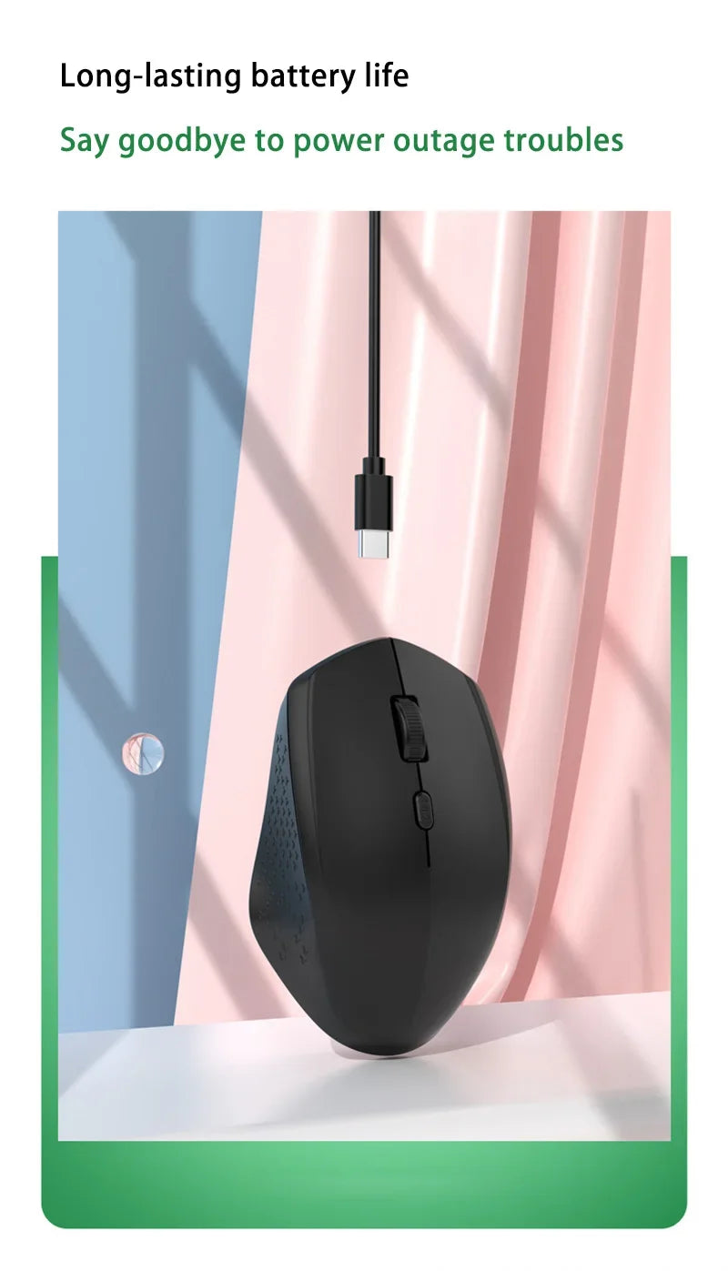 Xiaomi Wireless Mute Mouse Bluetooth 1600 Dpi 2.4Ghz Ergonomics Dual Model Type-C Rechargeable Mini Mouses For Pc Android Ios