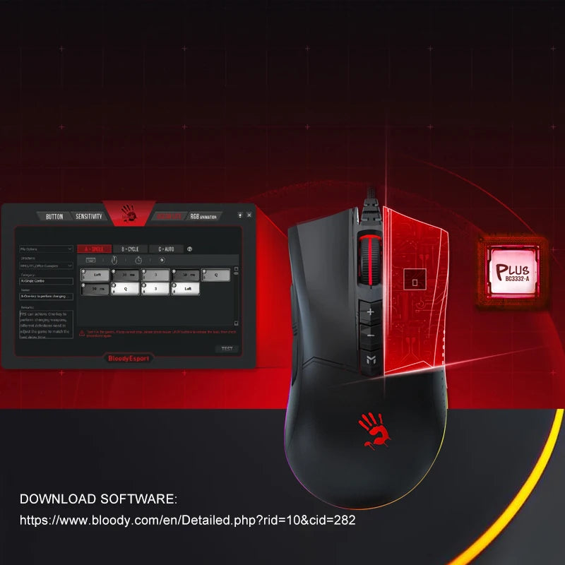 ES9 Plus Esports Gaming Mouse,15-Zone RGB Animation,8 Programmable Buttons,BC3332 Engine,Resolution: 100-10000 CPI Adjustable