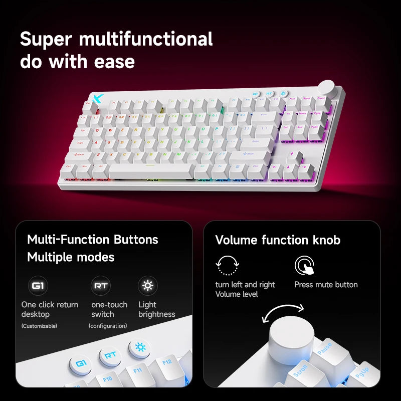 Mchose Mix87 Magnetic Swtich Keyboard Wired Gaming Keyboard 8K+256K Esport 0.08ms Low Latency E-Sports Custom Gamer Accessories