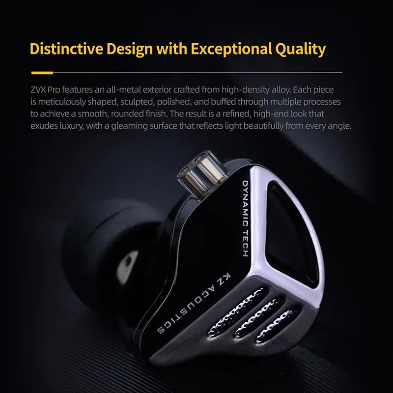 KZ ZVX Pro Earphones Dynamic HIFI Bass Earbuds in Ear Monitor Headphones Sport Noise Cancelling Headset